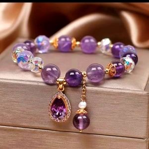 Natural Amethyst Handmade Glass Beaded Bracelet